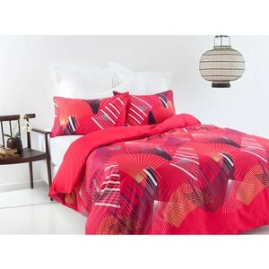 Shuteye Oriental Fan Red Quilt Cover Set - Double