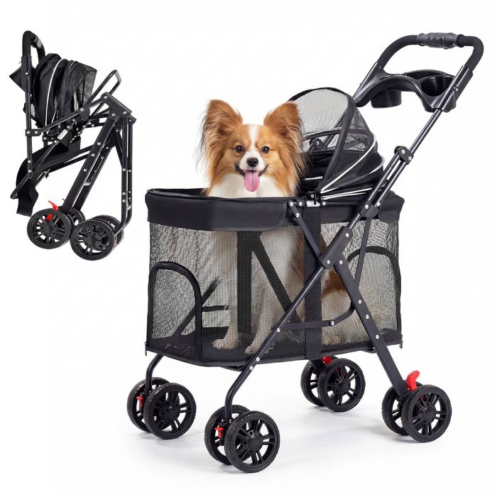 Advwin Pet Stroller Pram Foldable Dog Cat Carrier Cage Travel Pushchair