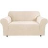 Smarcute 2 Seater High Stretch Jacquqard Textured Sofa Cover Natural