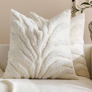 Gioia Casa 2-Pack Tufted Leaf Cushion Covers 45cm x 45cm - Snow