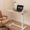 Homfurn Mobile Laptop Desk – Height Adjustable With Wheels, Flexible Sit Stand Side Table, 70cm, Oak & White