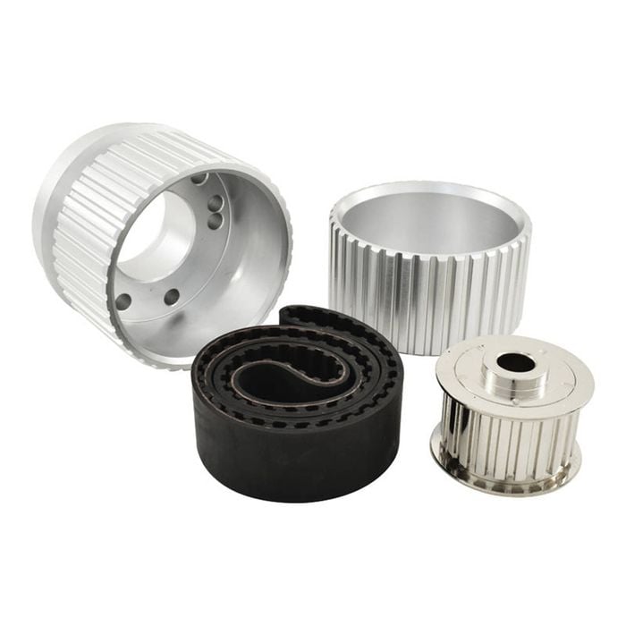 SB Chev Long WP Gilmer Drive Kit Silver Billet Aluminium w/Belt