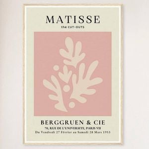 Galrie Henri Matisse Vintage Pink Exhibition Print from Berggruen & Cie, Wood Frame, A3 30 x 42cm (12 x 16inch)