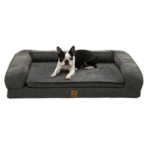 Charlie's Faux Linen Orthopedic Foam Dog Bolster Sofa Bed Grey - Medium