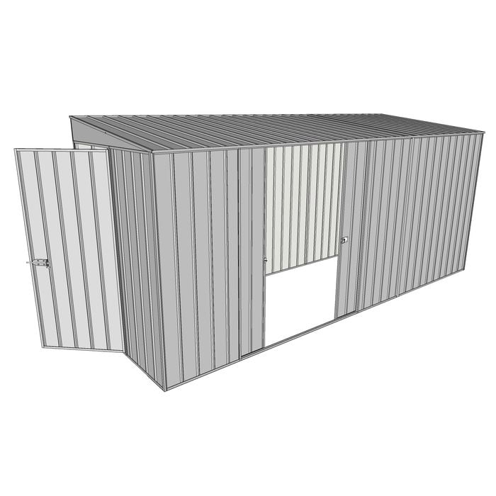 Build-a-Shed 1.5 x 4.5 x 2m Double Sliding Side Door Skillion Shed - Zinc