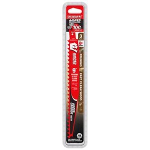 Diablo 9'' AMPED Demo Demon Carbide Reciprocating Saw Blade for Pruning and Clean Wood - 3 Pack