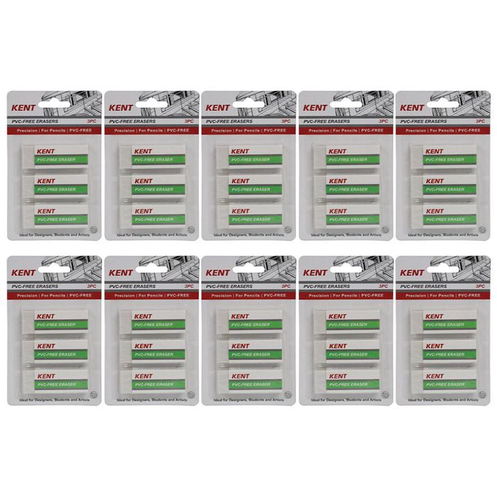 10x 3pc Kent Pvc-free Eraser Home/school Stationery Technical Drawing/design