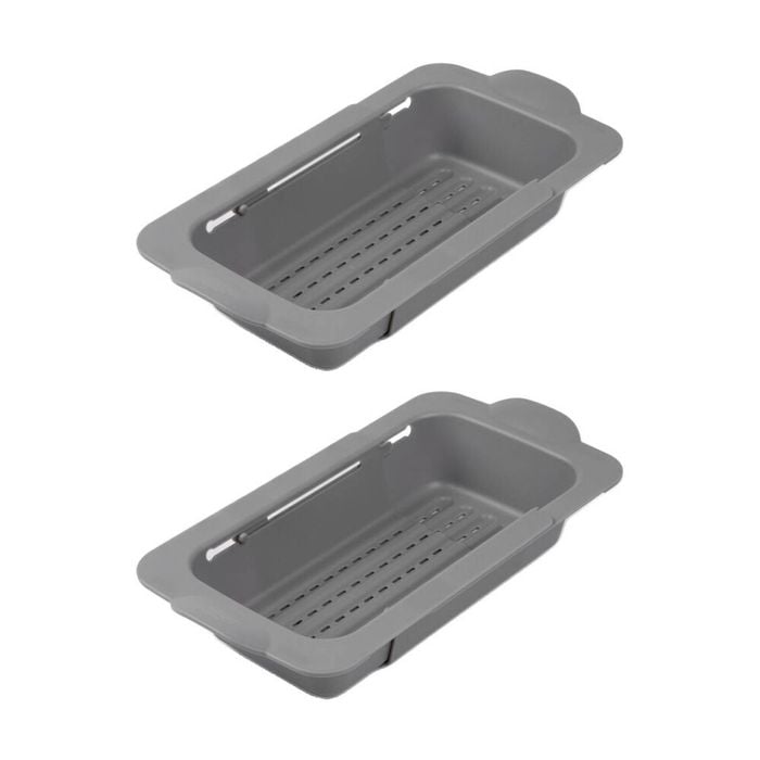 2PK Progressive Expandable Sink Colander Non-Slip Handles Food-Safe Kitchen Tool