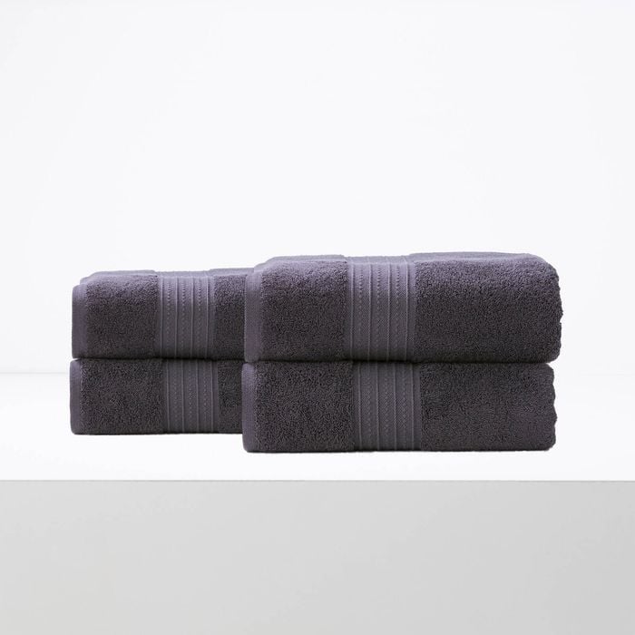 4pc Renee Taylor Brentwood 650gsm Low Twist Bath Sheet Carbon