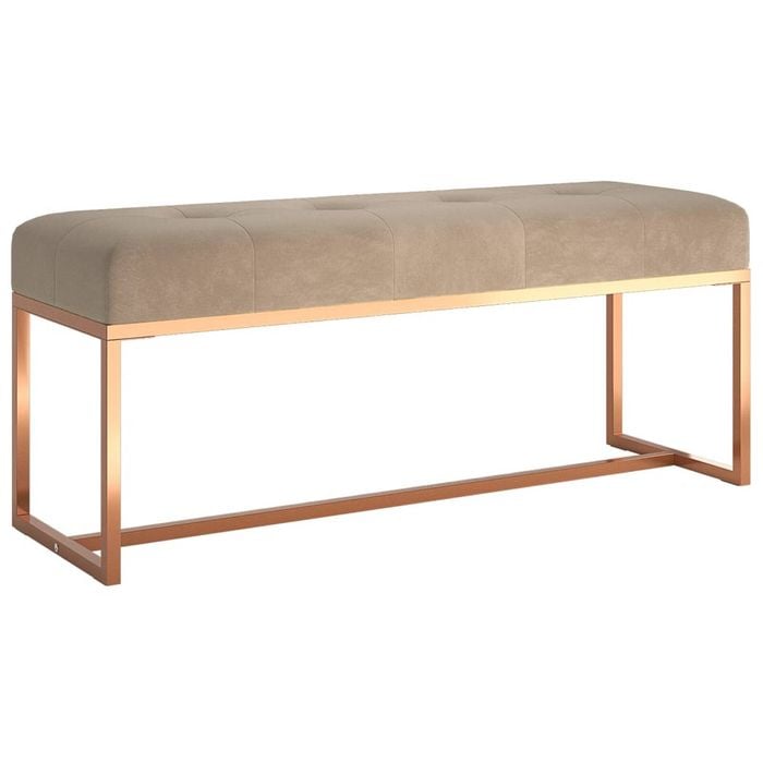 vidaXL Bench Beige Velvet Bedroom Entryway Living Room Hall Seating Furniture
