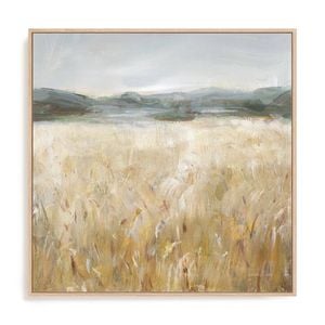 Artey | Field of Gold II - Framed Canvas - Natural Frame - 50 x 50cm