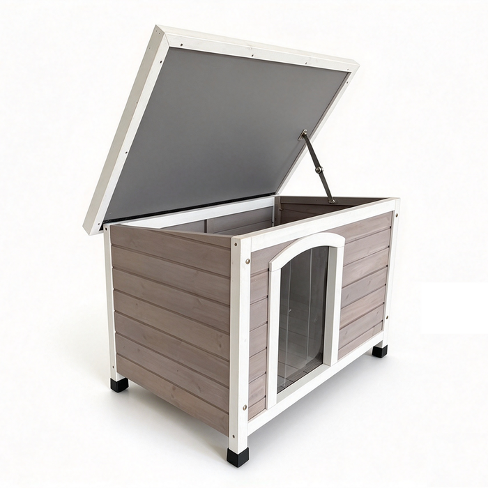 YES4PETS M Timber Pet Dog Kennel House Puppy Wooden Timber Cabin With Stripe