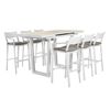 FurnitureOkay Bondi-Mosman 7-Piece Sintered Stone Outdoor Extendable Bar Setting - White