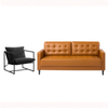 Zinus 3 Seater Leather Sofa & Aidan Sling Accent Chair Set