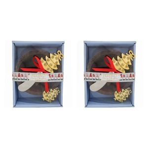 2x 2pc LVD Wood/Metal Bowl & Spreader Christmas Home/Kitchen Tableware Decor