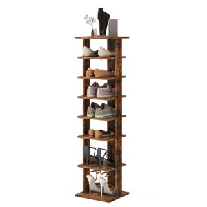 Costway 7-tier Shoe Storage Wooden Organiser Shelf Brown