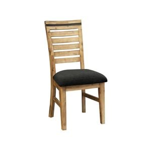 2x Wooden Frame Leatherette Solid Wood Acacia Dining Chairs in Silver Brush Colour