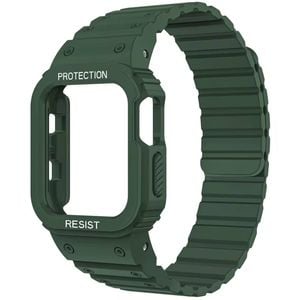 Magnetic Strap For Apple Watch Band With Bumper Case Silicone Rugged Sport Band 46mm Series 10