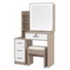 Levede Dressing Table Vanity Stool Set Sliding LED Mirror Makeup Storage Shelves