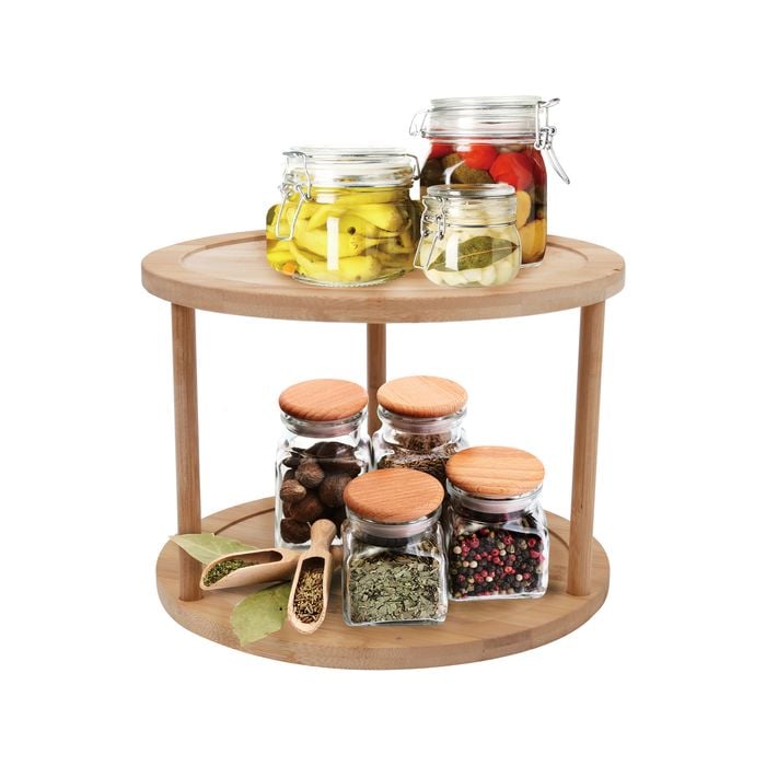 Bamboo 2 Tier Lazy Susan Turntable