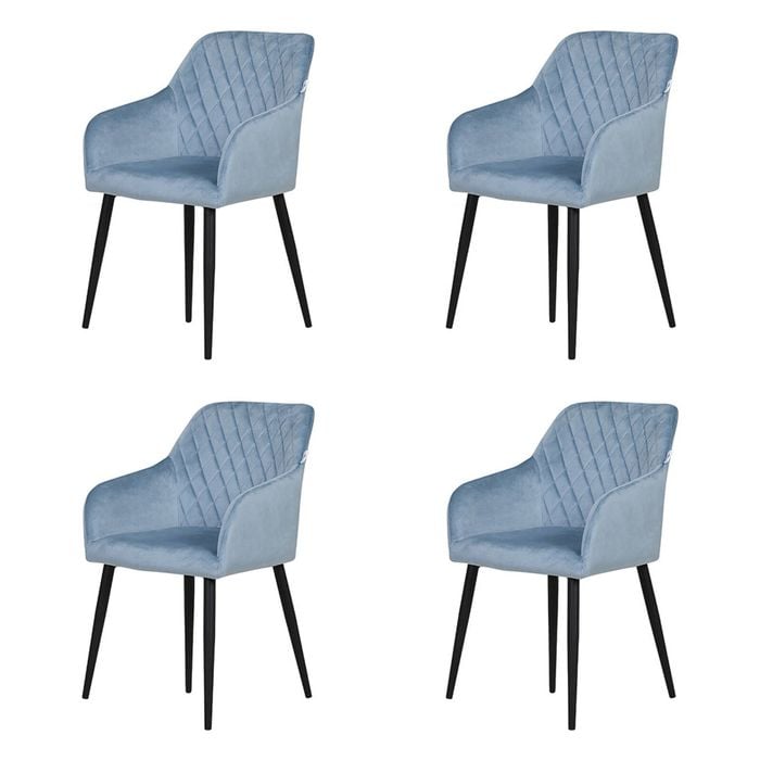 Familand Dining Chairs Set of 4 Padded Seat Kitchen Living Room Chair Velvet in Blue
