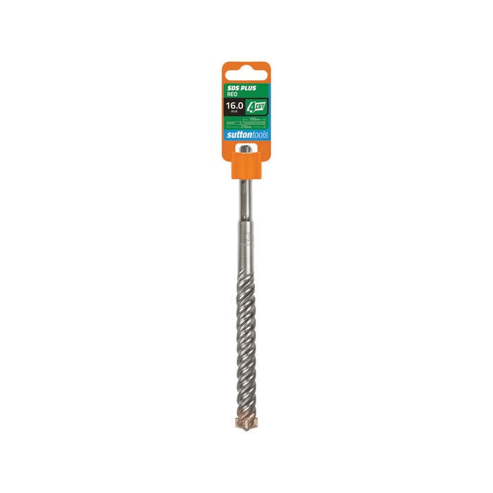Sutton Tools 16 x 210mm 4 Cut SDS Plus Masonry Drill Bit