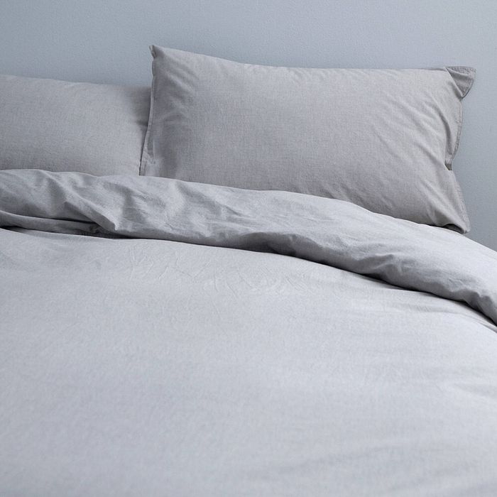 Canningvale Vintage Softwash Size Double Quilt Cover Set Smokey Grey Melange