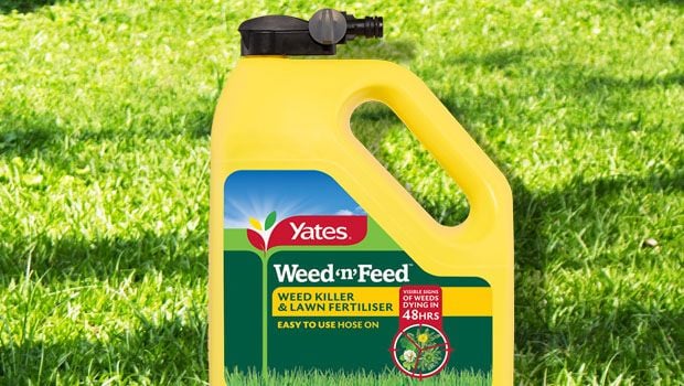 A lawn fertilizer in the grass