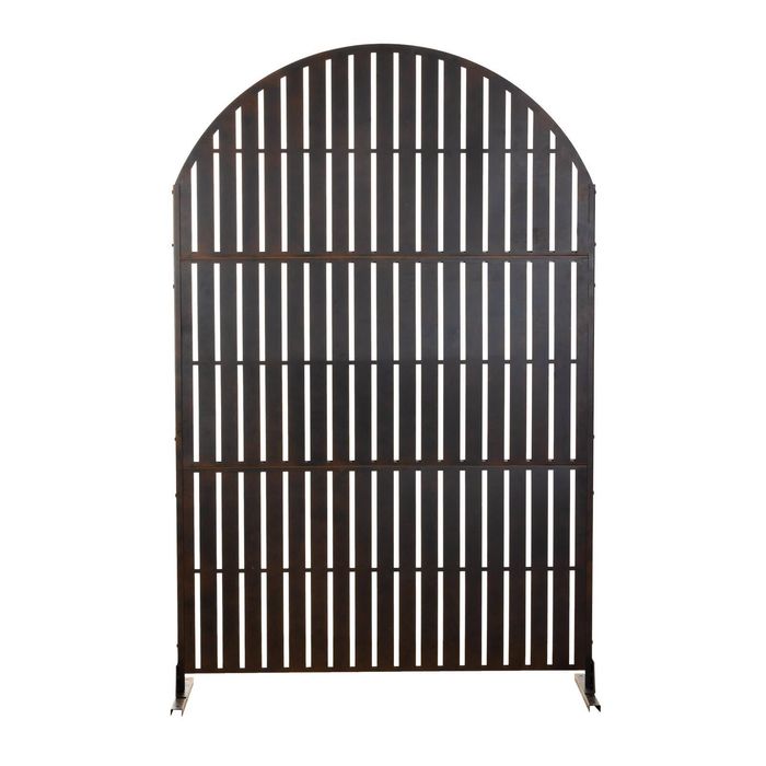 Tuscan Path 188x122cm Freestanding Arch Metal Screen in Rustic Black