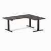 Desky L-shape Sit To Stand Burnished Wood Melamine Desk 1800x1500mm - Right Return Height Adjustable Matte Black Leg