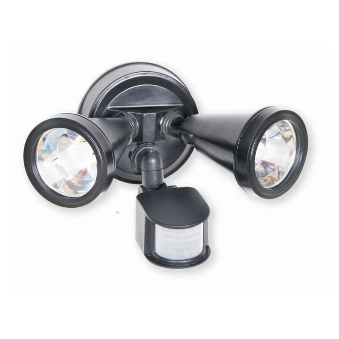 Nelson 200W Black Twin Halogen Floodlights With Sensor