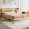 Oikiture Double Wooden Bed Frame with 2 Storage Drawers