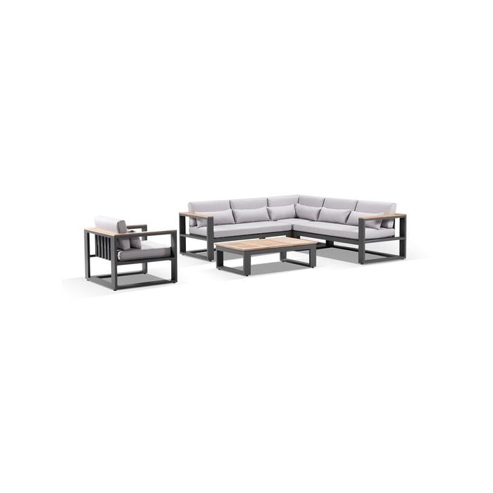Balmoral Package B Outdoor Aluminium And Teak Lounge Setting With Coffee Table