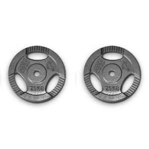 2pk Ezy Grip Standard Disc Weight Plate Home Gym Workout Exercise 7.5kg