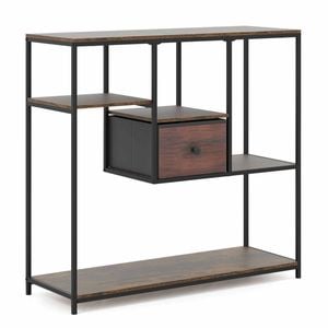 Costway Console Table Bookshelf 4tier Shelf Drawer Farmhouse Hall Brown