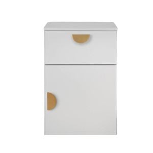 European Cabinetry White Slim Half Moon Brass Handles Porto Bedside Table