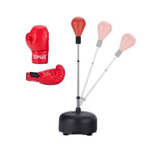 Costway Punching Boxing Bag Free Standing Height Adjustable W/gloves & Suction Cups Red