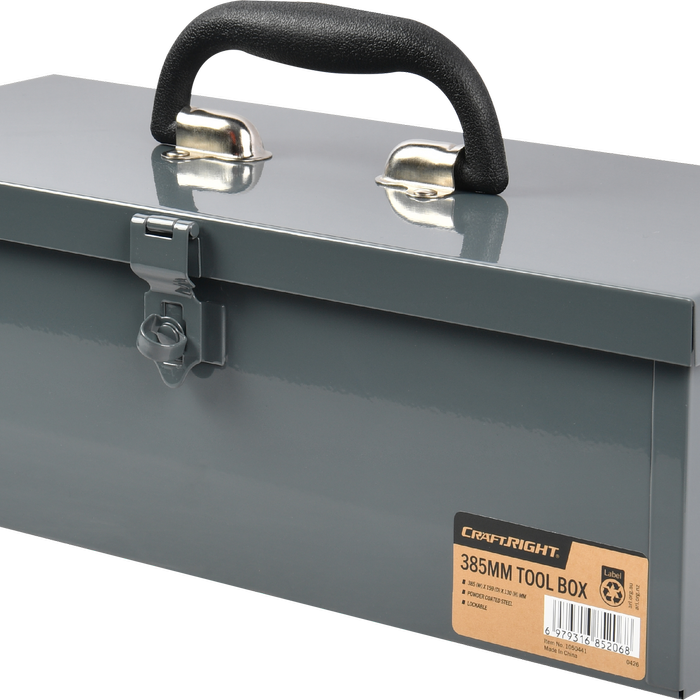 Craftright 385mm Grey Powdercoated Metal Tool Box