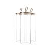Argon Tableware Glass Storage Jar - Wood Lid - 2 Litre - Leather Loop - 3x Modern Round Scandi Organisation Container Glass Jar