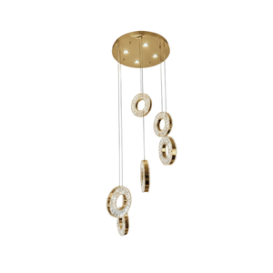 Element Lighting ROBI 6 Ring Crystal Chandelier Tri-colour LED (Gold)