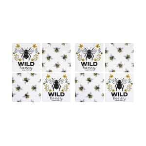2x 4pc Lvd Decorative Wild Bees Ceramic Square Drink Coasters Home Decor 10x10cm