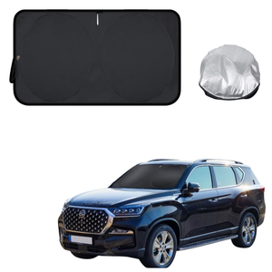 Front Windscreen Sun Shade for SsangYong Rexton 2017 - Current Y290, Y400, Y450 - Standard 150 x 85 cm - Black