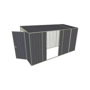Build-a-Shed 1.5 x 3.7 x 2m Hinged Door Tunnel Shed With Double Sliding Side Doors - Grey