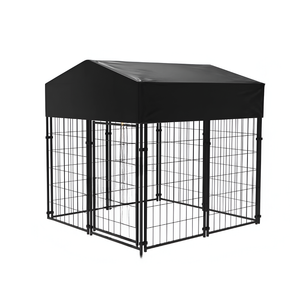 P&P Black Roofed Outdoor Dog Enclosure for Safe Containment(XS)