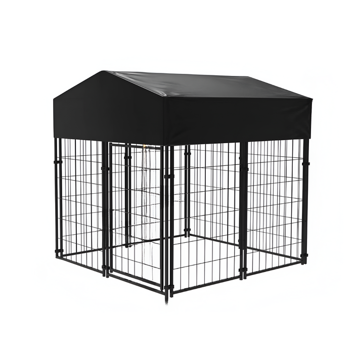 P&P Black Roofed Outdoor Dog Enclosure for Safe Containment(XS)