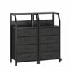 Advwin 2xbedside Table With Charging Station, 4-drawer Fabric Nightstand With Storage Shelf, Black