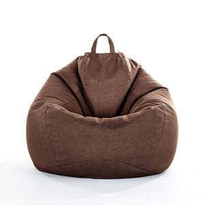 Catzon Bean Bag Chair Cover (No Filler) Linen Washable-Dark Brown(M)