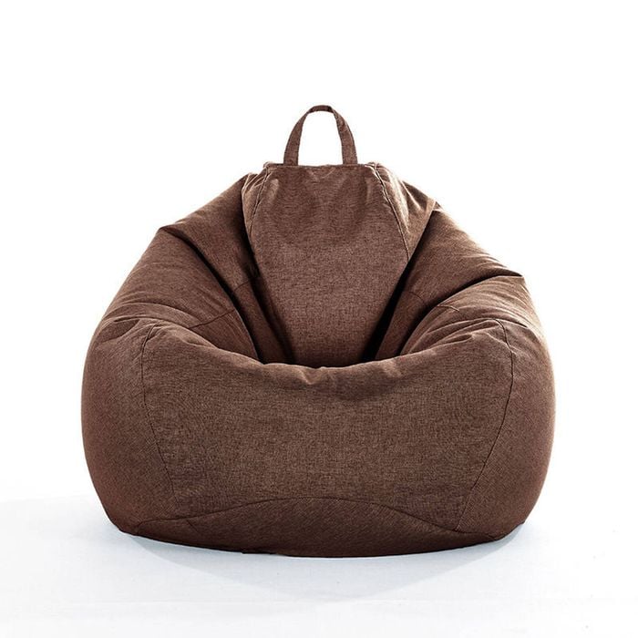 Catzon Bean Bag Chair Cover (No Filler) Linen Washable-Dark Brown(M)