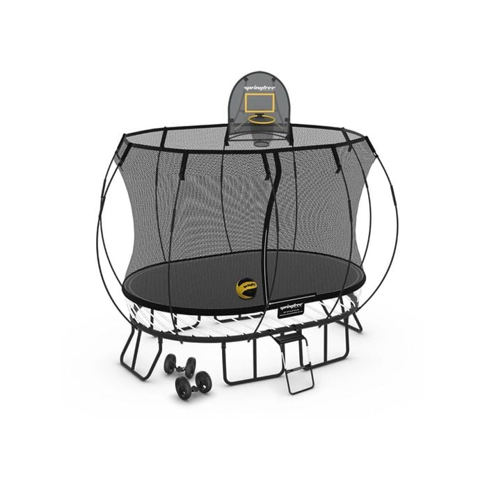 Springfree Compact Oval Trampoline 1.9m X 2.7m - Moving Accessory Bundle Hoop, Ladder And Wheels