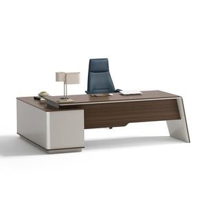 Modern Furniture ANDERS Executive Desk Reversible Return 2.2M - Hazelnut & Beige